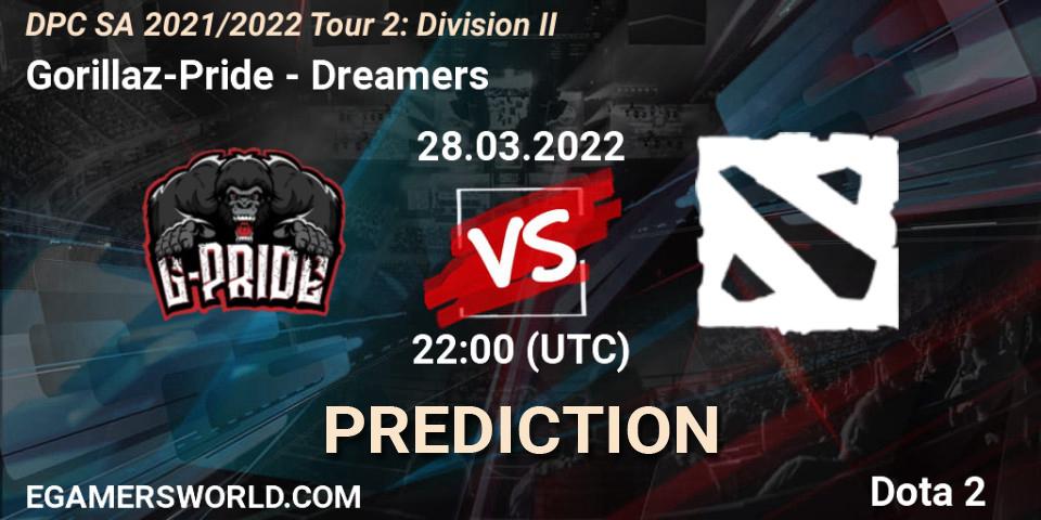 Gorillaz-Pride contre Dreamers : prédiction de match. 28.03.2022 at 22:00. Dota 2, DPC 2021/2022 Tour 2: SA Division II (Lower)