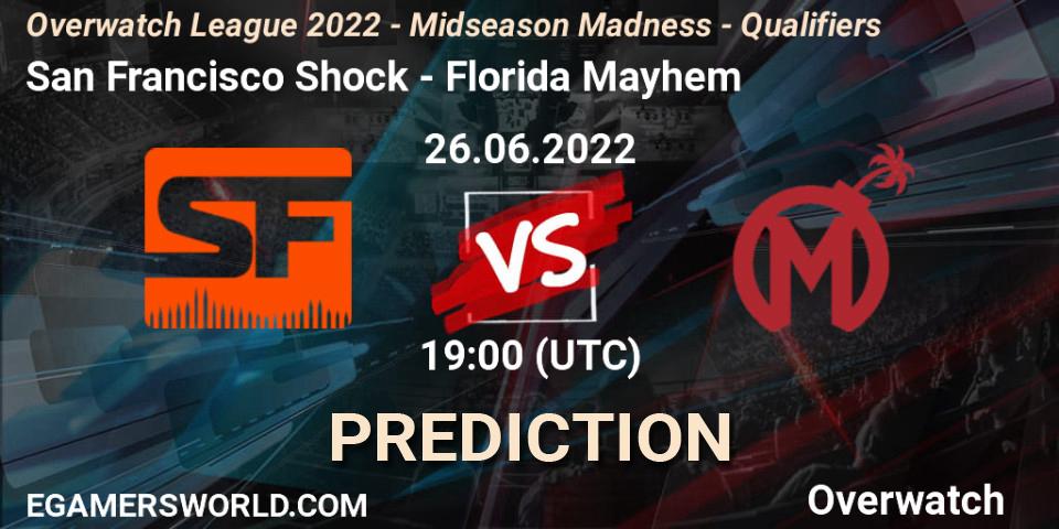 San Francisco Shock contre Florida Mayhem : prédiction de match. 26.06.2022 at 19:00. Overwatch, Overwatch League 2022 - Midseason Madness - Qualifiers