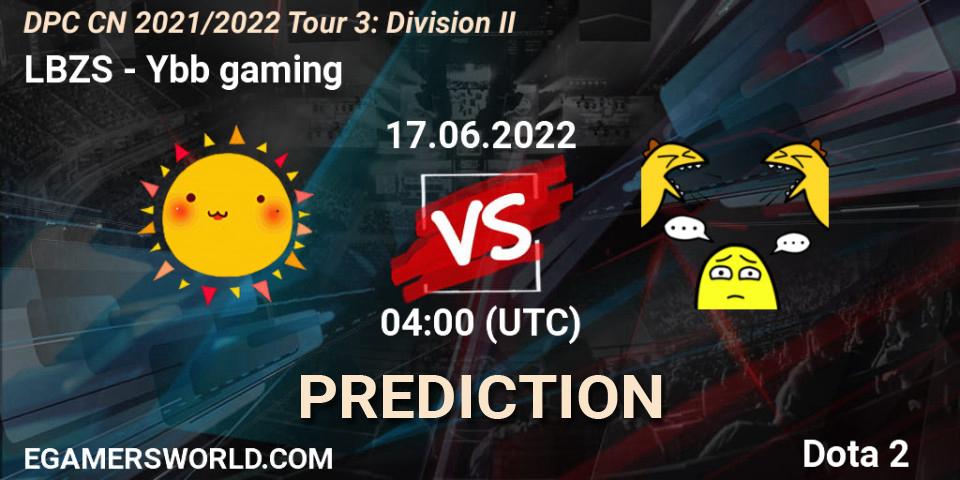 LBZS contre Ybb gaming : prédiction de match. 17.06.2022 at 04:02. Dota 2, DPC CN 2021/2022 Tour 3: Division II