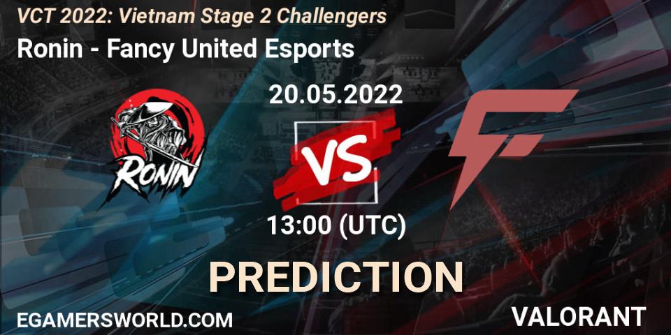 Ronin contre Fancy United Esports : prédiction de match. 20.05.2022 at 13:00. VALORANT, VCT 2022: Vietnam Stage 2 Challengers