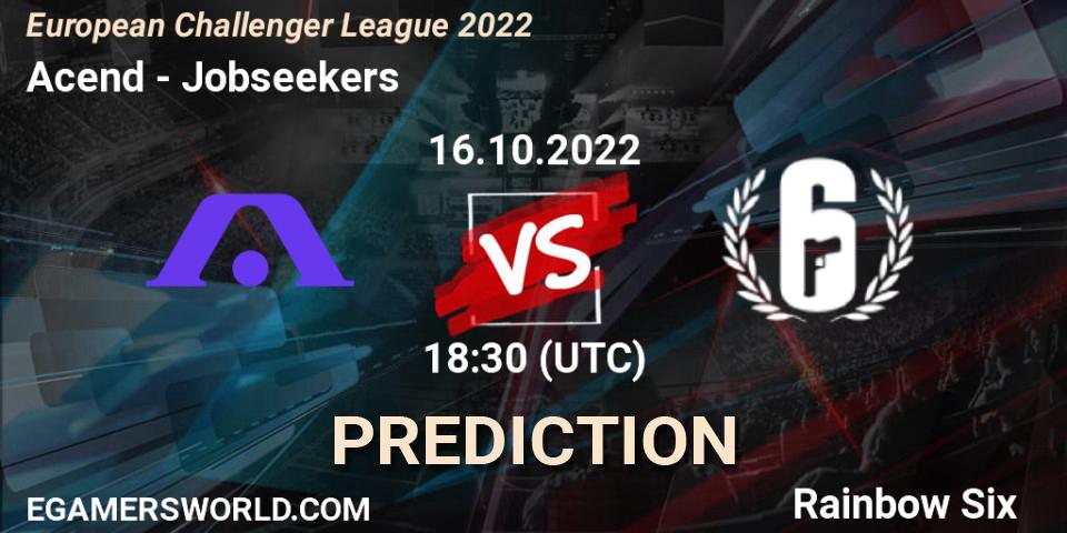Acend contre Jobseekers : prédiction de match. 21.10.2022 at 18:30. Rainbow Six, European Challenger League 2022