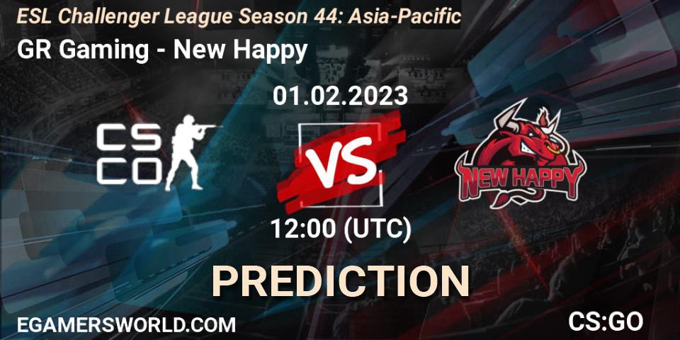 GR Gaming contre New Happy : prédiction de match. 01.02.23. CS2 (CS:GO), ESL Challenger League Season 44: Asia-Pacific