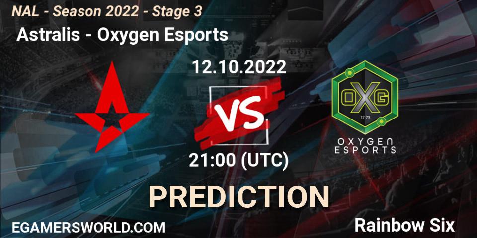  Astralis contre Oxygen Esports : prédiction de match. 12.10.2022 at 21:00. Rainbow Six, NAL - Season 2022 - Stage 3