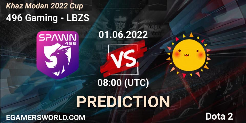 496 Gaming contre LBZS : prédiction de match. 01.06.2022 at 08:05. Dota 2, Khaz Modan 2022 Cup