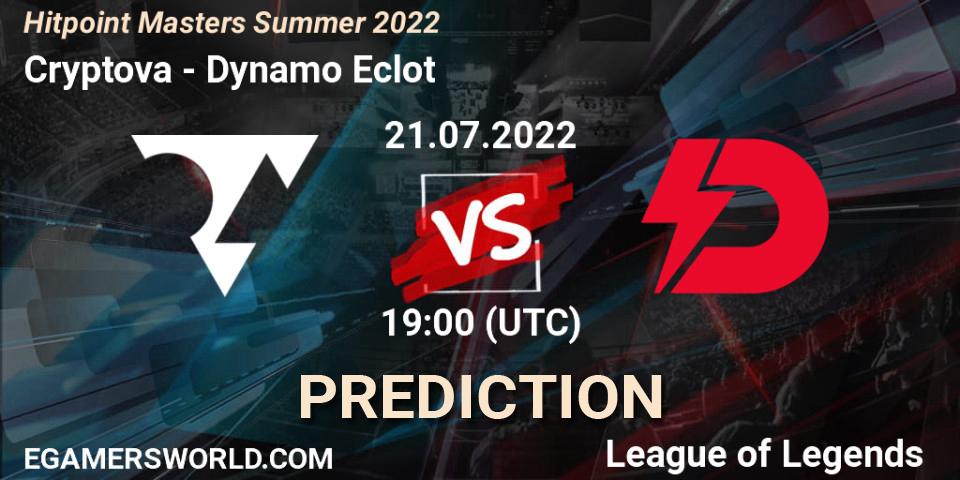 Cryptova contre Dynamo Eclot : prédiction de match. 21.07.2022 at 19:30. LoL, Hitpoint Masters Summer 2022