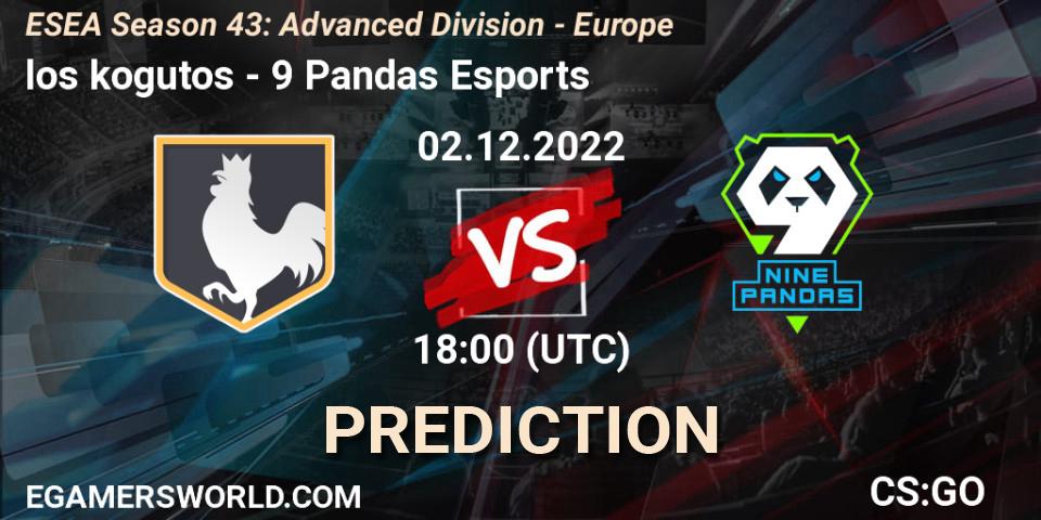 los kogutos contre 9 Pandas Esports : prédiction de match. 02.12.22. CS2 (CS:GO), ESEA Season 43: Advanced Division - Europe