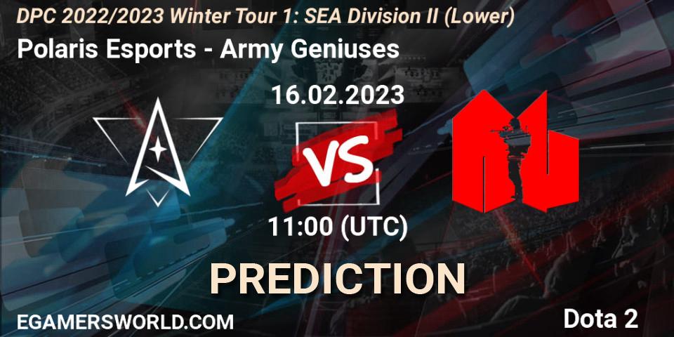 Polaris Esports contre Army Geniuses : prédiction de match. 17.02.23. Dota 2, DPC 2022/2023 Winter Tour 1: SEA Division II (Lower)