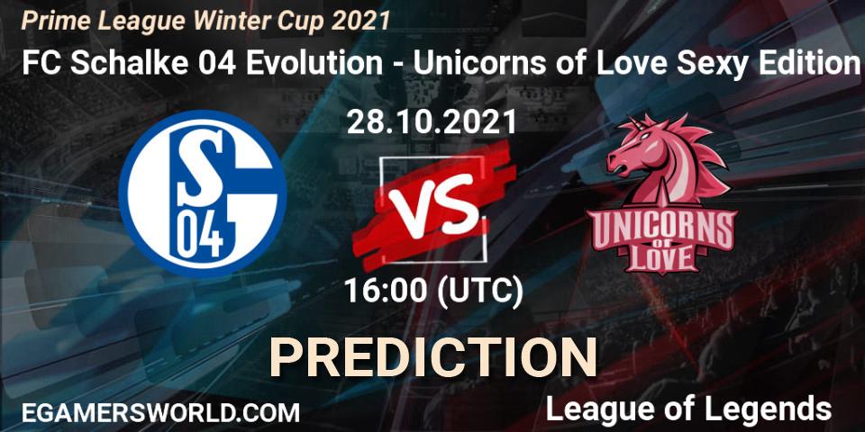 FC Schalke 04 Evolution contre Unicorns of Love Sexy Edition : prédiction de match. 28.10.21. LoL, Prime League Winter Cup 2021