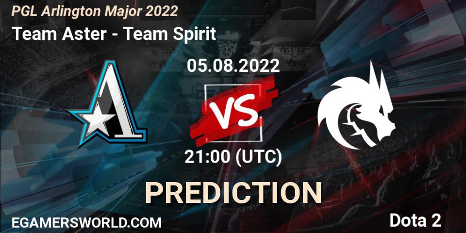 Team Aster contre Team Spirit : prédiction de match. 05.08.2022 at 22:32. Dota 2, PGL Arlington Major 2022 - Group Stage