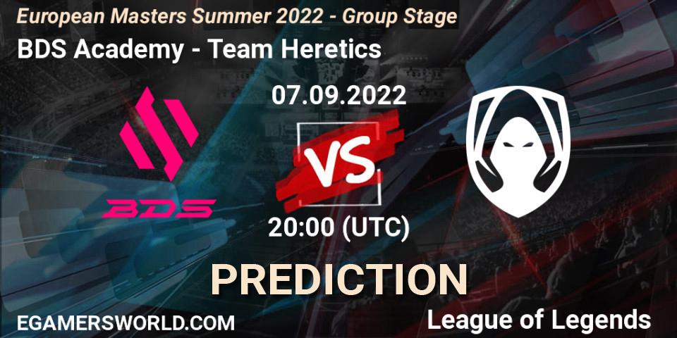 BDS Academy contre Team Heretics : prédiction de match. 07.09.2022 at 20:00. LoL, European Masters Summer 2022 - Group Stage
