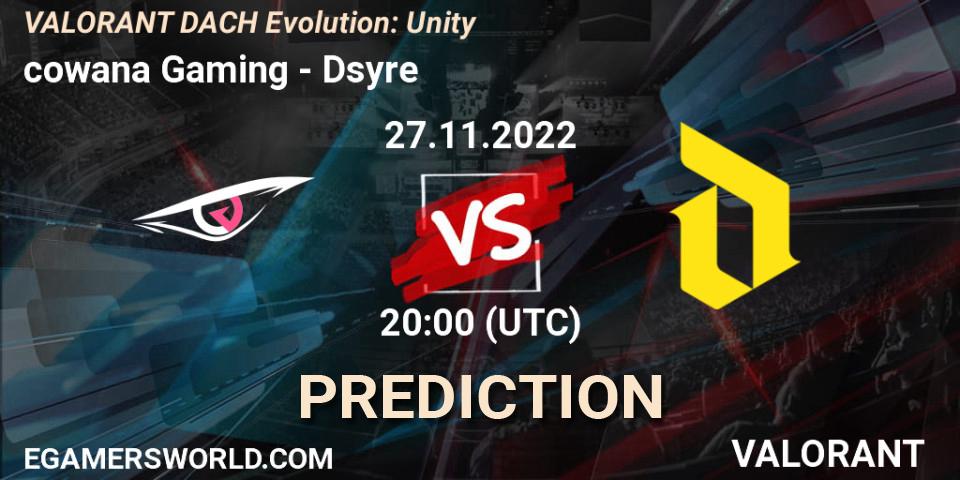 cowana Gaming contre Dsyre : prédiction de match. 27.11.22. VALORANT, VALORANT DACH Evolution: Unity