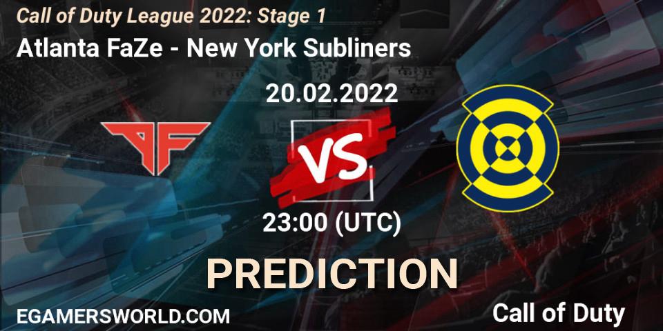 Atlanta FaZe contre New York Subliners : prédiction de match. 20.02.2022 at 23:00. Call of Duty, Call of Duty League 2022: Stage 1