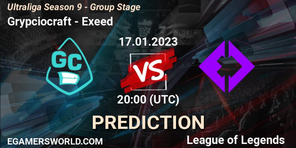Grypciocraft contre Exeed : prédiction de match. 17.01.2023 at 20:30. LoL, Ultraliga Season 9 - Group Stage