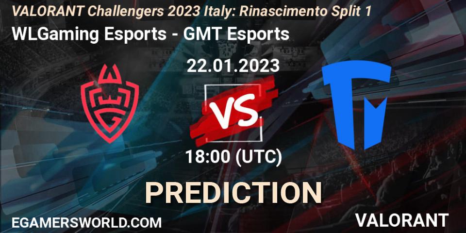 WLGaming Esports contre GMT Esports : prédiction de match. 22.01.2023 at 18:00. VALORANT, VALORANT Challengers 2023 Italy: Rinascimento Split 1