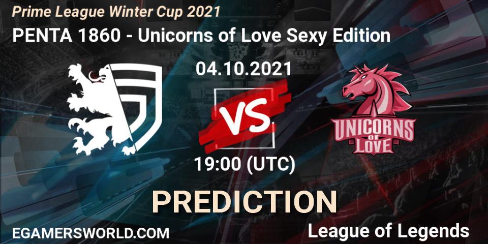 PENTA 1860 contre Unicorns of Love Sexy Edition : prédiction de match. 04.10.2021 at 19:00. LoL, Prime League Winter Cup 2021