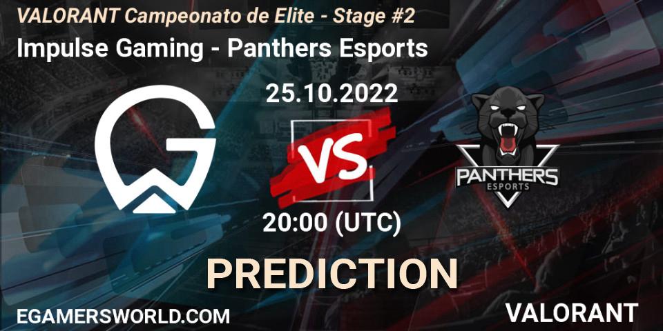 Impulse Gaming contre Panthers Esports : prédiction de match. 25.10.22. VALORANT, VALORANT Campeonato de Elite - Stage #2