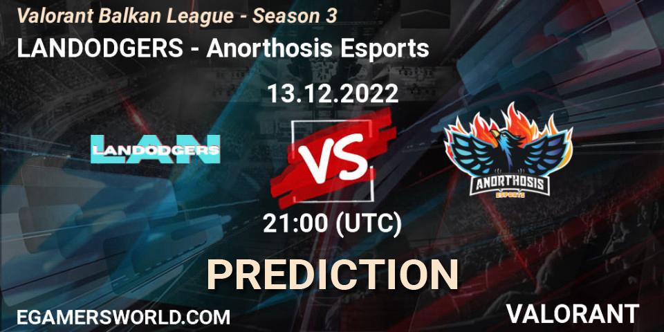 LANDODGERS contre Anorthosis Esports : prédiction de match. 13.12.22. VALORANT, Valorant Balkan League - Season 3
