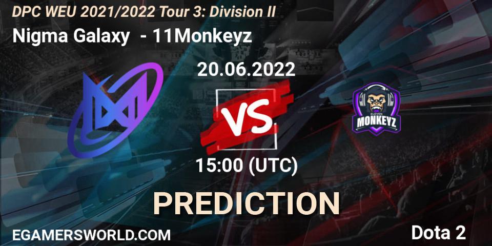 Nigma Galaxy contre 11Monkeyz : prédiction de match. 20.06.2022 at 15:55. Dota 2, DPC WEU 2021/2022 Tour 3: Division II