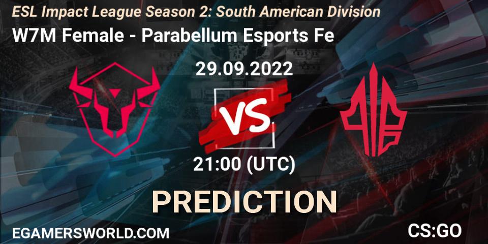 W7M Female contre Parabellum Esports Fe : prédiction de match. 29.09.22. CS2 (CS:GO), ESL Impact League Season 2: South American Division