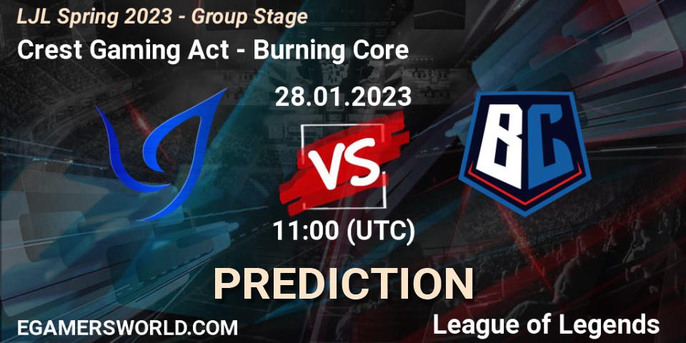 Crest Gaming Act contre Burning Core : prédiction de match. 28.01.23. LoL, LJL Spring 2023 - Group Stage