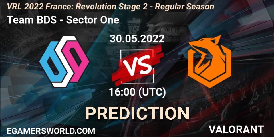 Team BDS contre Sector One : prédiction de match. 30.05.2022 at 16:00. VALORANT, VRL 2022 France: Revolution Stage 2 - Regular Season