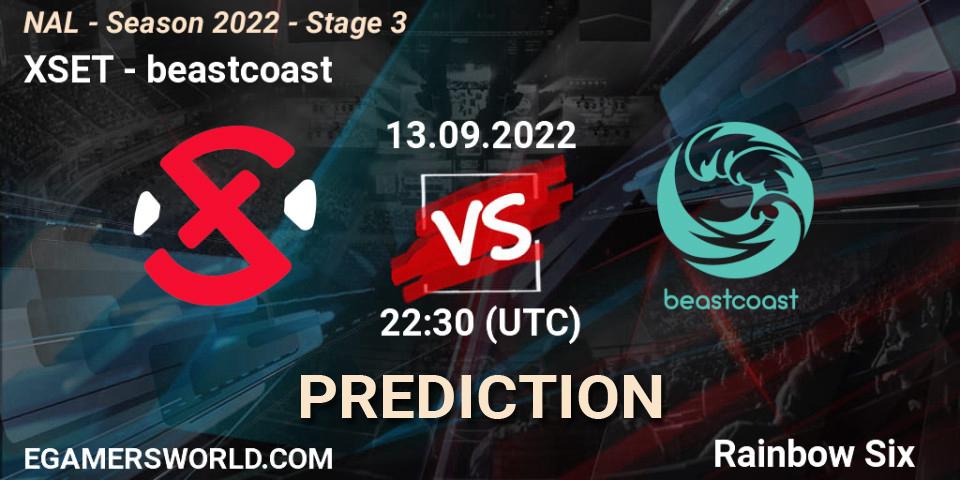 XSET contre beastcoast : prédiction de match. 13.09.2022 at 22:30. Rainbow Six, NAL - Season 2022 - Stage 3