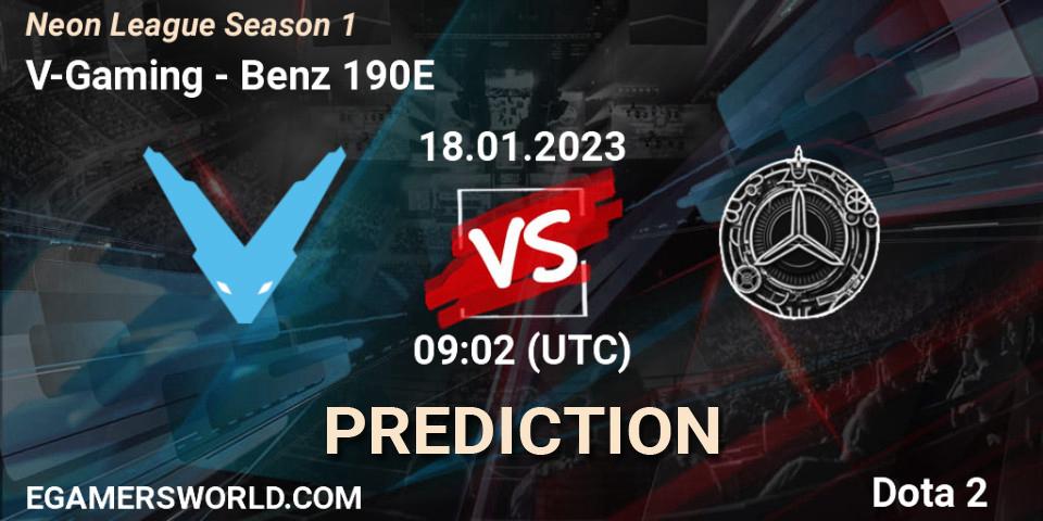 V-Gaming contre Benz 190E : prédiction de match. 18.01.2023 at 09:02. Dota 2, Neon League Season 1