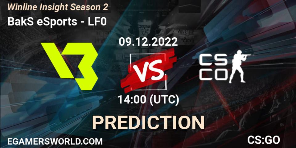 BakS eSports contre LF0 : prédiction de match. 09.12.22. CS2 (CS:GO), Winline Insight Season 2
