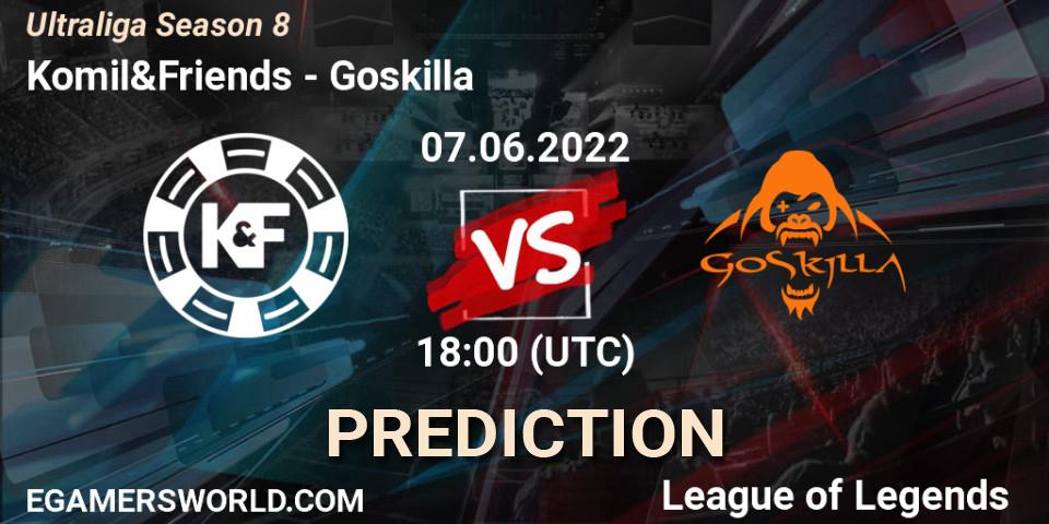 Komil&Friends contre Goskilla : prédiction de match. 07.06.2022 at 18:00. LoL, Ultraliga Season 8