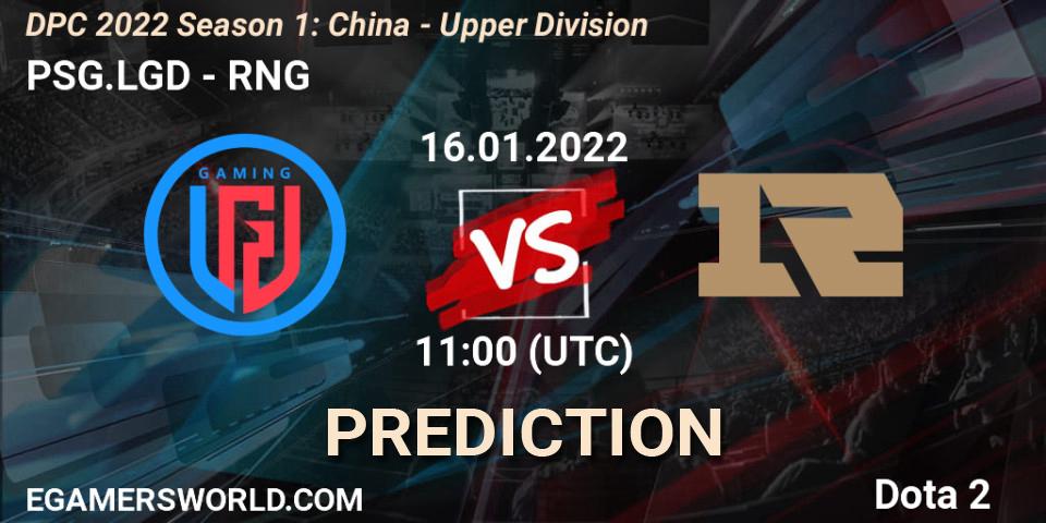 PSG.LGD contre RNG : prédiction de match. 16.01.22. Dota 2, DPC 2022 Season 1: China - Upper Division