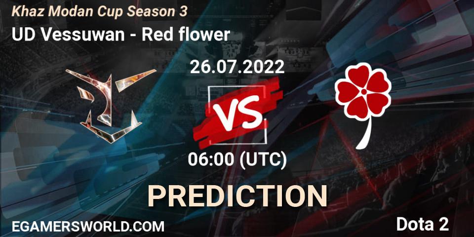 UD Vessuwan contre Red flower : prédiction de match. 26.07.2022 at 06:21. Dota 2, Khaz Modan Cup Season 3