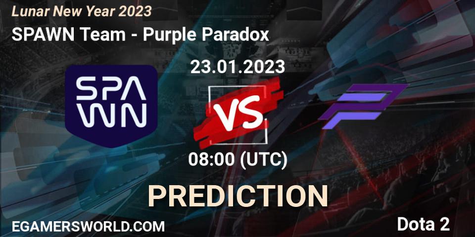 SPAWN Team contre Purple Paradox : prédiction de match. 23.01.23. Dota 2, Lunar New Year 2023