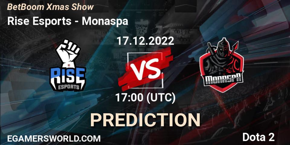 Rise Esports contre Monaspa : prédiction de match. 17.12.2022 at 17:01. Dota 2, BetBoom Xmas Show