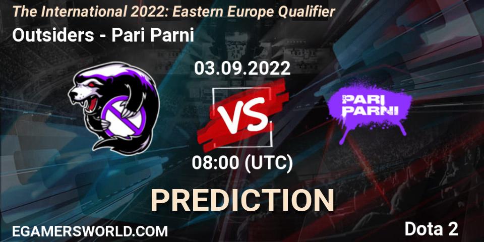 Outsiders contre Pari Parni : prédiction de match. 03.09.22. Dota 2, The International 2022: Eastern Europe Qualifier