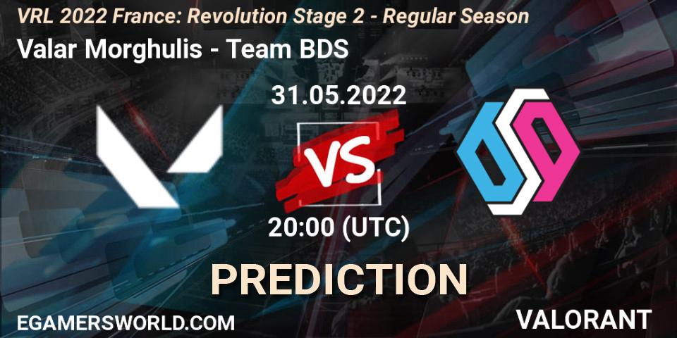 Valar Morghulis contre Team BDS : prédiction de match. 31.05.2022 at 20:35. VALORANT, VRL 2022 France: Revolution Stage 2 - Regular Season