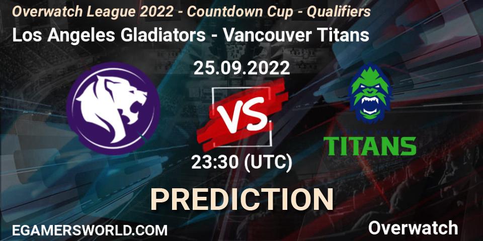 Los Angeles Gladiators contre Vancouver Titans : prédiction de match. 25.09.22. Overwatch, Overwatch League 2022 - Countdown Cup - Qualifiers