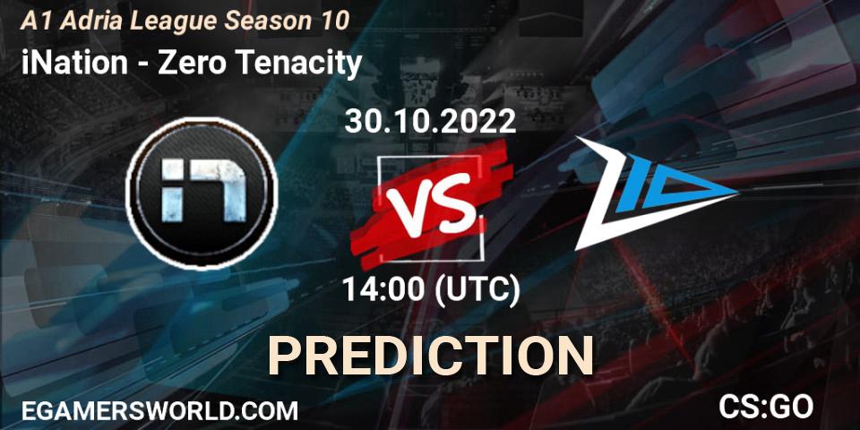 iNation contre Zero Tenacity : prédiction de match. 30.10.2022 at 15:00. Counter-Strike (CS2), A1 Adria League Season 10