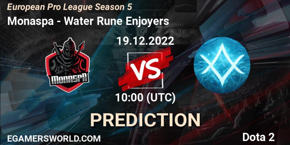 Monaspa contre Water Rune Enjoyers : prédiction de match. 19.12.22. Dota 2, European Pro League Season 5
