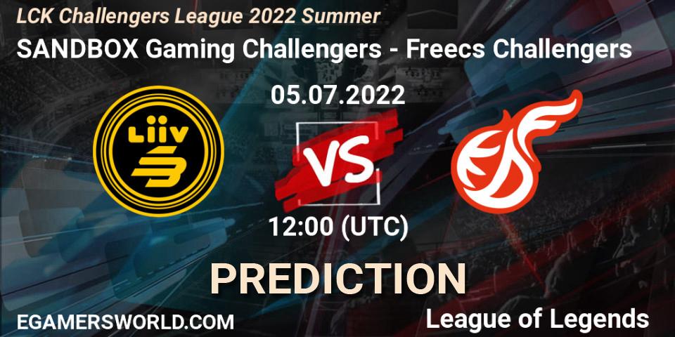 SANDBOX Gaming Challengers contre Freecs Challengers : prédiction de match. 05.07.22. LoL, LCK Challengers League 2022 Summer