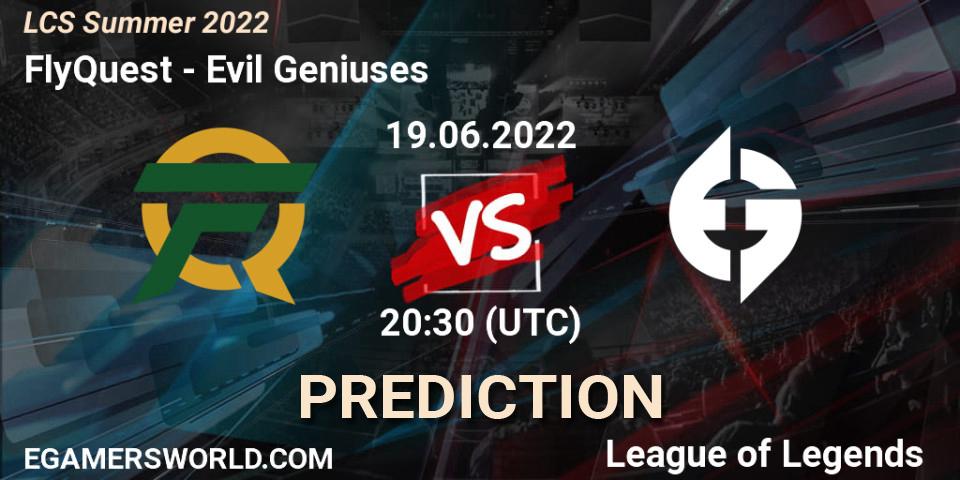 FlyQuest contre Evil Geniuses : prédiction de match. 19.06.2022 at 20:30. LoL, LCS Summer 2022