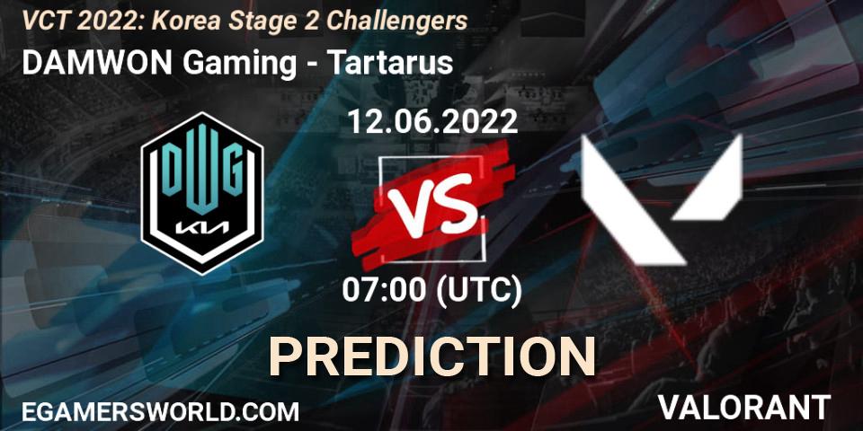 DAMWON Gaming contre Tartarus : prédiction de match. 12.06.2022 at 07:00. VALORANT, VCT 2022: Korea Stage 2 Challengers