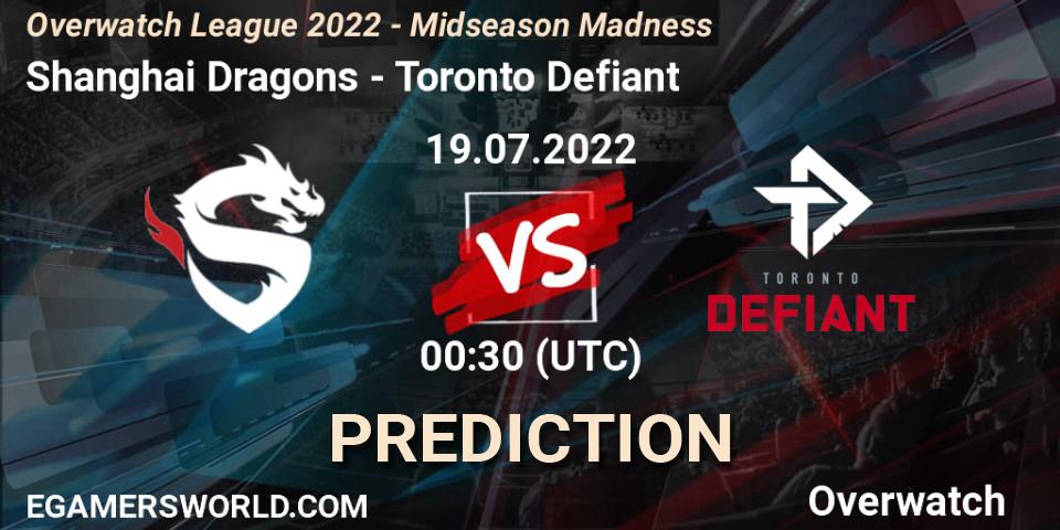 Shanghai Dragons contre Toronto Defiant : prédiction de match. 19.07.2022 at 03:00. Overwatch, Overwatch League 2022 - Midseason Madness