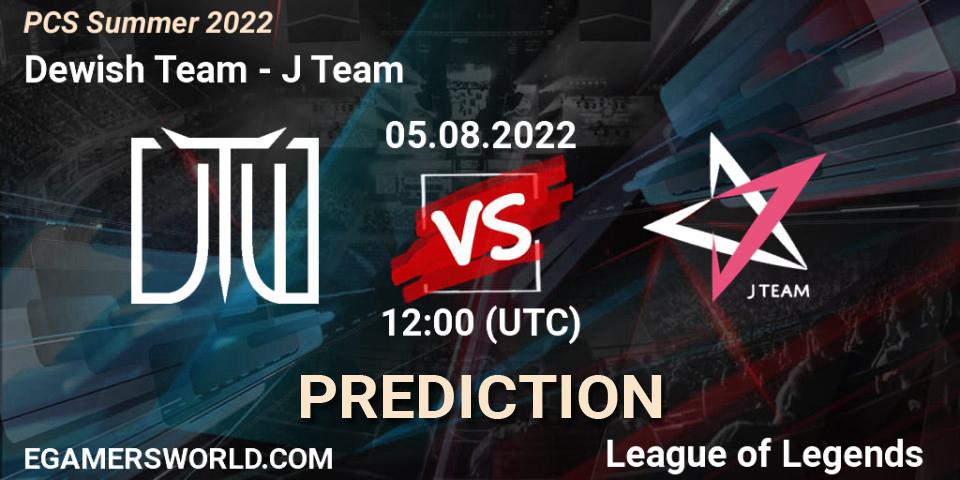 Dewish Team contre J Team : prédiction de match. 04.08.22. LoL, PCS Summer 2022