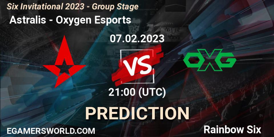  Astralis contre Oxygen Esports : prédiction de match. 07.02.2023 at 21:15. Rainbow Six, Six Invitational 2023 - Group Stage