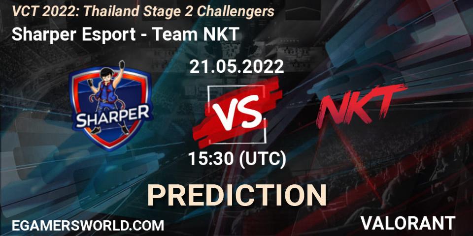 Sharper Esport contre Team NKT : prédiction de match. 21.05.2022 at 12:20. VALORANT, VCT 2022: Thailand Stage 2 Challengers