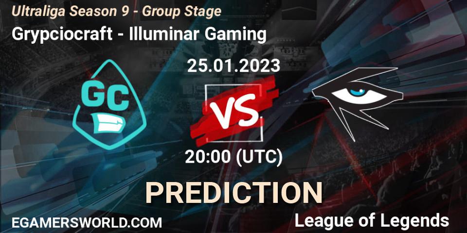 Grypciocraft contre Illuminar Gaming : prédiction de match. 25.01.2023 at 20:00. LoL, Ultraliga Season 9 - Group Stage