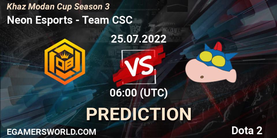 Neon Esports contre Team CSC : prédiction de match. 25.07.2022 at 06:12. Dota 2, Khaz Modan Cup Season 3