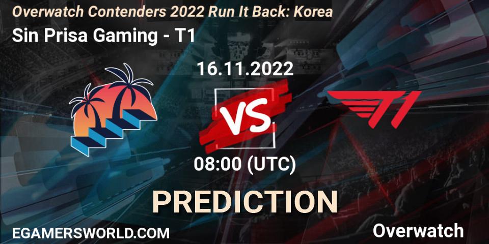 Sin Prisa Gaming contre T1 : prédiction de match. 16.11.22. Overwatch, Overwatch Contenders 2022 Run It Back: Korea
