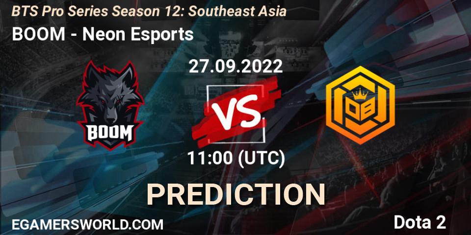 BOOM contre Neon Esports : prédiction de match. 27.09.22. Dota 2, BTS Pro Series Season 12: Southeast Asia