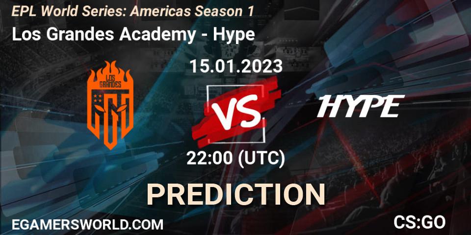Los Grandes Academy contre Hype : prédiction de match. 16.01.2023 at 00:30. Counter-Strike (CS2), EPL World Series: Americas Season 1